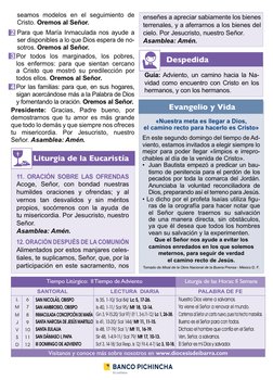 Visítanos y conoce más sobre nosotros en www.diocesisdeibarra.com
Liturgia de la Eucaristía
Despedida
Guía: Adviento, un cami