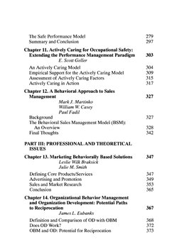 The Safe Performance Model 
Summary and Conclusion 
Chapter 11. Actively Caring for Occupational Safety: 
Extending the Perfo