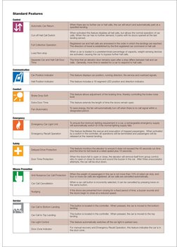 Standard Features
Control
Automatic Car Return 
When there are no further car or hall calls, the car will return and automati