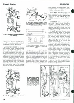 Briggs & Stratton
GENERATOR
tmn fAifC
!/•' fPfi
Fig. 83t — Typical SAS automatic choke unit in
''HOT" position.
feeler gage a