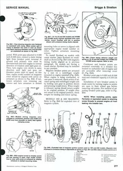 SERVICE MANUAL
Briggs & Stratton
\CLAMP WITH CLAMP SCREW
. ANO LOCK WASHER
KEY
Ffg. B44-View showing magneto rotor fastened
t