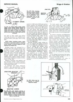SERVICE MANUAL
Briggs & Stratton
ARMATURE
ALIGNMENT ARROWS
Fig. BBS-On 193000, 200000, 233000, 243000,
300000, 301000, 302000