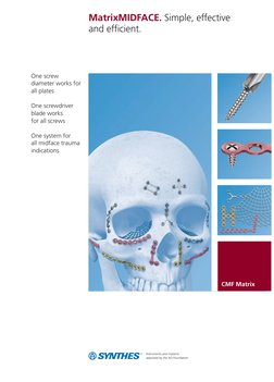 CMF Matrix
MatrixMIDFACE. Simple, effective
and efficient.
One screw
diameter works for
all plates
One screwdriver
blade work