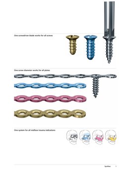 One screwdriver blade works for all screws
One system for all midface trauma indications
One screw diameter works for all pla