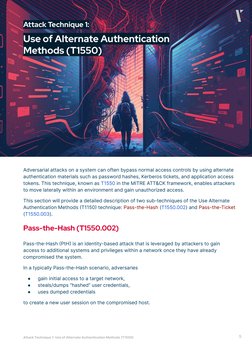 5
Pass-the-Hash (T1550.002)
Pass-the-Hash (PtH) is an identity-based attack that is leveraged by attackers to gain  
access t