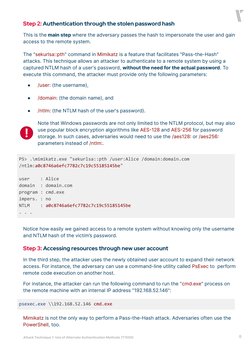 8
Step 2: Authentication through the stolen password hash
This is the main step where the adversary passes the hash to impers