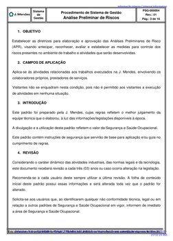 Sistema 
de 
Gestão 
 
Procedimento de Sistema de Gestão 
Análise Preliminar de Riscos 
PSG-000004 
Rev.: 01 
Pág.: 3 de 16