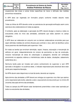 Sistema 
de 
Gestão 
 
Procedimento de Sistema de Gestão 
Análise Preliminar de Riscos 
PSG-000004 
Rev.: 01 
Pág.: 6 de 16