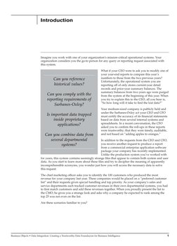 Business Objects • Data Integration: Creating a Trustworthy Data Foundayion for Buisness Intelligence
1
Imagine you work with