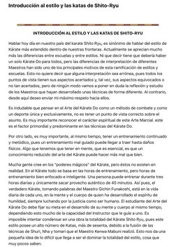 Introducción al estilo y las katas de Shito-Ryu
INTRODUCCIÓN AL ESTILO Y LAS KATAS DE SHITO-RYU
Hablar hoy día en nuestro paí