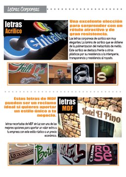 Letras Corporeas
Las letras corporeas de acrilico son muy
elegantes. La lamina de acrilico que se obtiene
de la polimerizacio