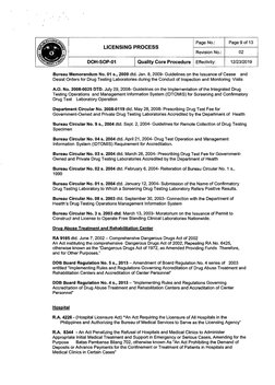 Page No.:
Page 9 of 13
LICENSING PROCESS
Revision No.:
02
DOH-SOP-01
Quality Core Procedure|
Effectivity:
12/23/2019
Bureau M