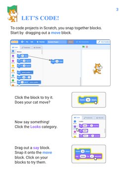 To code projects in Scratch, you snap together blocks. 
Start by  dragging out a move block.
LET’S CODE!
Click the block to t