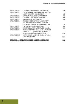 Sistemas de Información Geográfica
6
EJERCICIO 1: 	
CREAR UN SHAPEFILE EN ARCGIS
EJERCICIO 2: 	
CREACIÓN DE DATOS DESDE ARCCA