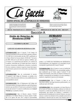 EMPRESA NACIONAL DE ARTES GRÁFICAS
E.N.A.G.
Sección A
AÑO CXL  TEGUCIGALPA, M. D. C., HONDURAS, C. A.
MIÉRCOLES 20  DE  JUNIO