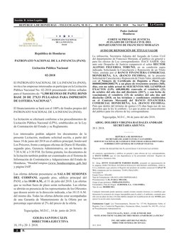 2
La Gaceta   
B.
Sección  B  Avisos Legales
   REPÚBLICA DE HONDURAS  - TEGUCIGALPA, M. D. C.,     20  DE  JUNIO   DEL  2018