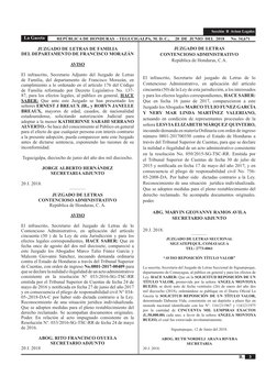 3
La Gaceta   
B.
Sección  B  Avisos Legales
   REPÚBLICA DE HONDURAS  - TEGUCIGALPA, M. D. C.,     20  DE  JUNIO  DEL  2018