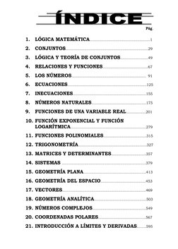 Pág. 
1. LÓGICA MATEMÁTICA……………………………………….……1 
2. CONJUNTOS……………………………………………………………..29 
3. LÓGIC