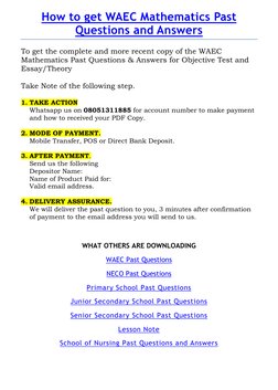 Waec Question Mathematics.pdf WAEC Mathematics Past Questions Guide | PDF | Circle | Angle