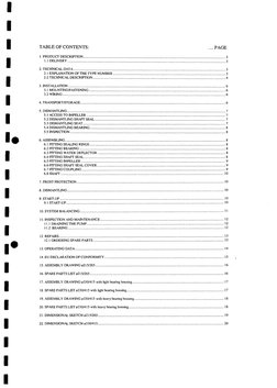 TABLE OF CONTENTS: 
.... PAGE 
1. PRODUCT DESCRIPTION 
3 
1.1 DELIVERY 
3 
2. TECHNICAL DATA 
3 
2.1 EXPLANATION OF THE TYPE