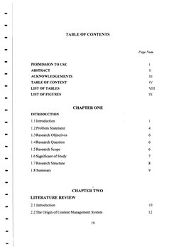 TABLE OF CONTENTS 
. 
. 
Page Num 
PERMISSION TO USE 
ABSTRACT 
ACKNOWLEDGEMENTS 
TABLE OF CONTENT 
LIST OF TABLES 
LIST OF F