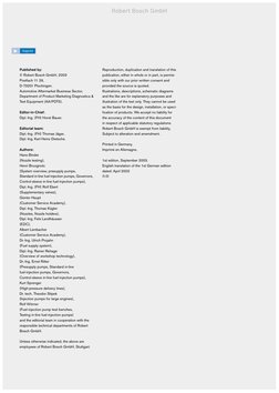 Published by:
© Robert Bosch GmbH, 2003
Postfach 11 29,
D-73201 Plochingen.
Automotive Aftermarket Business Sector,
Departmen