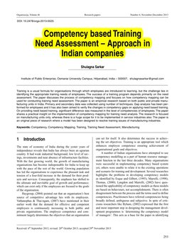 253
Organizacija, Volume 46
Research papers
Number 6, November-December 2013
Shulagna Sarkar
Institute of Public Enterprise,