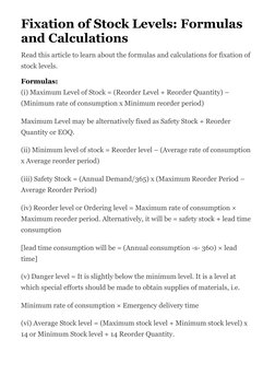 Stock Level Formulas and Calculations | PDF | Supply Chain Management ...