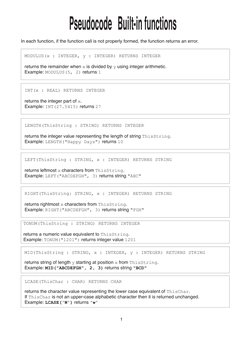Pseudocode Built-in Functions Overview | PDF | String (Computer Science ...