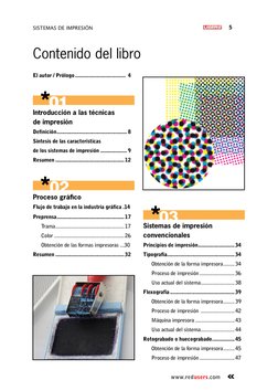 SISTEMAS DE IMPRESIÓN
5
www.redusers.com
Contenido del libro
El autor / Prólogo .................................... 4
Introd
