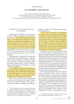 17
1. ACERCA DE LA NATURALEZA SOCIAL 
DEL HOMBRE
Afirmar que el hombre es constitutiva-
mente sociable, no implica emitir un