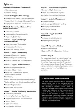 IIM Kozhikode Supply Chain Management Program | PDF | Supply Chain ...