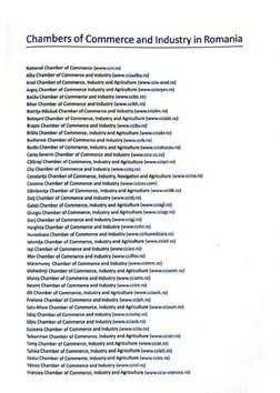 Chambers of Commerce and Industry in Romania
National Chamber of Commerce (www.ccir.ro)
Alba Chamber of Commerce and Industry