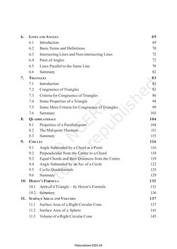 6.
LINES AND ANGLES
69
6.1
Introduction
69
6.2
Basic Terms and Definitions
70
6.3
Intersecting Lines and Non-intersecting Lin