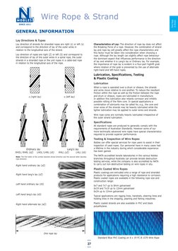 27
Wire Rope & Strand
GENERAL INFORMATION
Characteristics of Lay: The direction of rope lay does not affect
the Breaking Forc