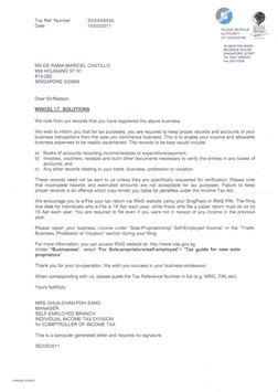 Tax Ref. Number 
: SXXXX853A
Date 
: 15/03/2011
INLAND REVENUE
AUTHORITY
OF SINGAPORE 
200,
55 NEWTON ROAD
REVENUE HOUSE
SING