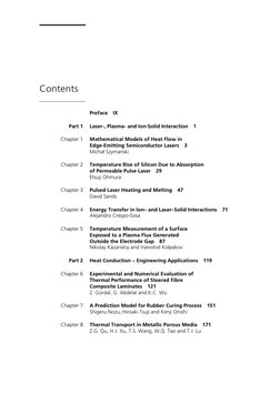 Contents 
 
Preface IX 
Part 1 
Laser-, Plasma- and Ion-Solid Interaction 1 
Chapter 1 
Mathematical Models of He