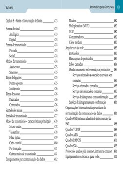 Sumário
Informática para Concursos
Capítulo 8 – Redes e Comunicação de Dados 
 473
Forma do sinal 
 473
Analógico 
 473
Di