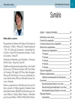 Informática para Concursos
Nota sobre a autora
Sumário
Capítulo 1 – Noções de Informática 
 01
Informática como ciência 
 0