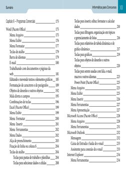 Sumário
Informática para Concursos
Capítulo 6 – Programas Comerciais 
 175
Word (Pacote Office) 
 175
Menu Arquivo 
 175
M