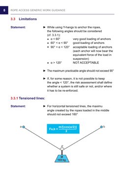 8
ROPE ACCESS GENERIC WORK GUIDANCE
3.3	 Limitations
Statement:	
►	While using Y-hangs to anchor the ropes,  
	
	
	
the follo