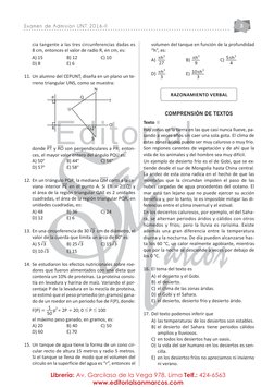 3
Examen de Admisión UNT 2016-II
Editorial
Librería: Av. Garcilaso de la Vega 978, Lima Telf.: 424-6563
www.editorialsanmarco