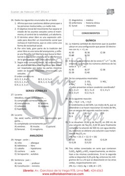 5
Examen de Admisión UNT 2016-II
Editorial
Librería: Av. Garcilaso de la Vega 978, Lima Telf.: 424-6563
www.editorialsanmarco