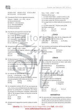 Examen de Admisión UNT 2016-II
6
Editorial
Librería: Av. Garcilaso de la Vega 978, Lima Telf.: 424-6563
www.editorialsanmarco