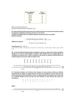 Media (usando calculadora): 52
Desviación estándar (usando calculadora): 11.22
66.- Owens Orchards vende manzanas por peso en