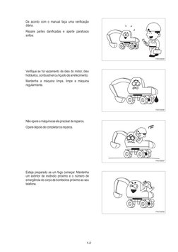 1-2
De acordo com o manual faça uma verificação 
diária.
Repare partes danificadas e aperte parafusos 
soltos.
Verifique se h