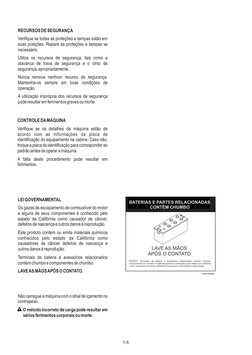 RECURSOS DE SEGURANÇA
Verifique se todas as proteções e tampas estão em 
suas posições. Repare as proteções e tampas se 
ne