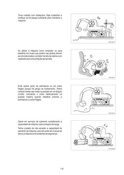 1-8
Tome cuidado com obstáculos. Seja cuidadoso e 
verifique se há espaço suficiente para manobrar a 
máquina
Ao utilizar a m