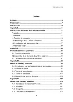 Microeconomía 
 
 
8 
 
 
Índice 
Prólogo ...................................................................................