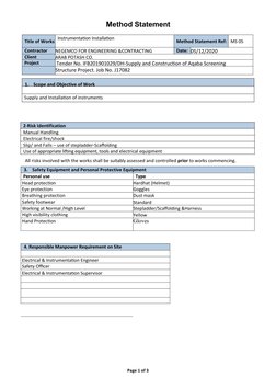 Instrumentation Installation Method Statement | PDF | Personal ...